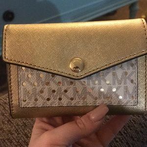 Michael Kors gold and white small wallet